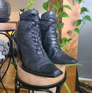 John Fluevog Prince George Black Mens High Heeled Boot Womens 8 / Mens 6